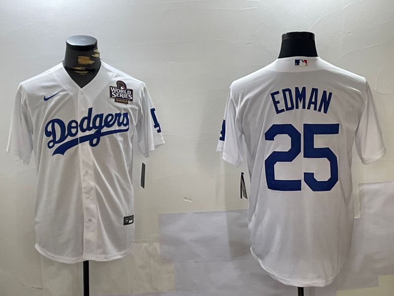 Men Los Angeles Dodgers #25 Edman White Game 2024 Nike MLB Jersey style 11201